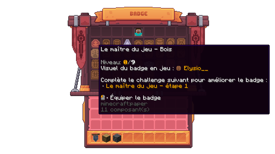 Visuel d'un challenge à compléter pour progresser dans le niveau de badge