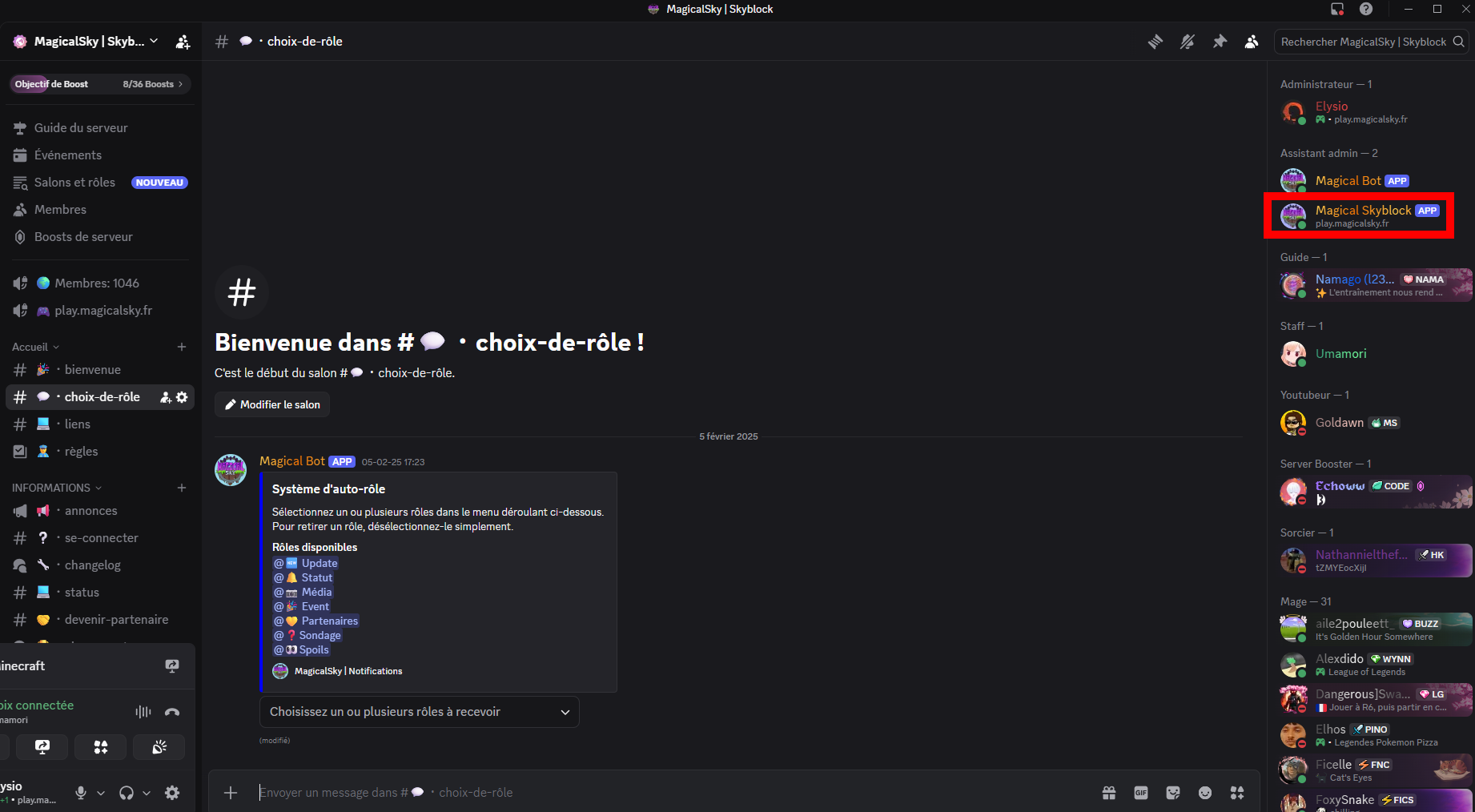 Voici où se situe le bot, bien en haut