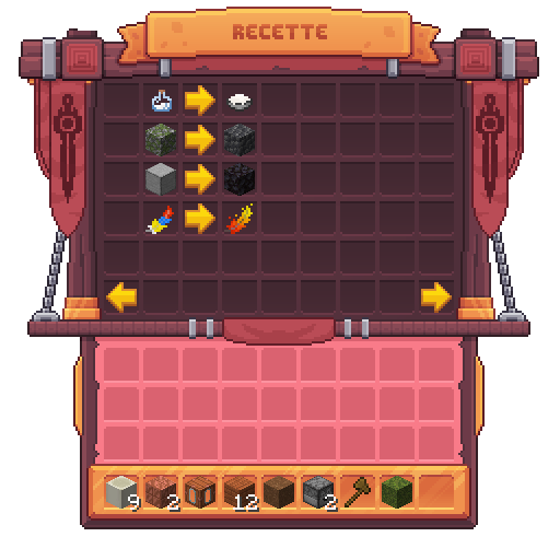 Visuel des recettes du multiblock haut-fourneau