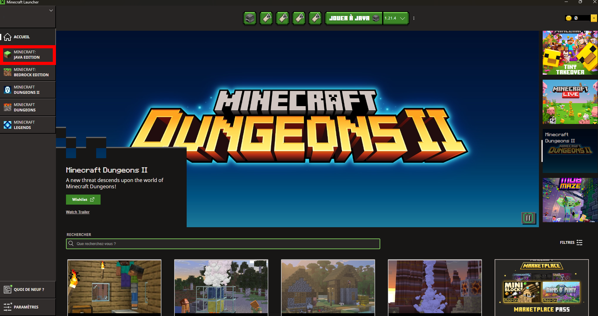 Visuel du menu général du jeu