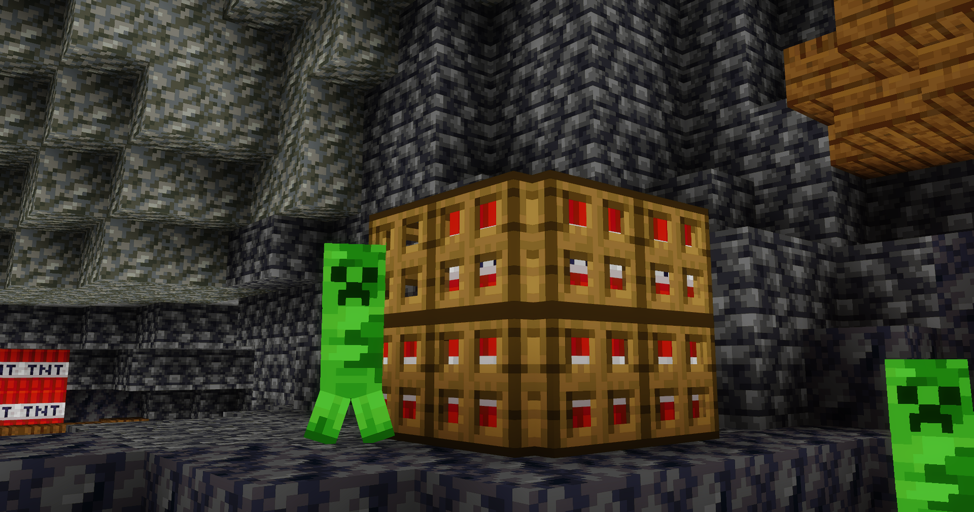 Visuel de la grotte aux creepers, ça va péter !