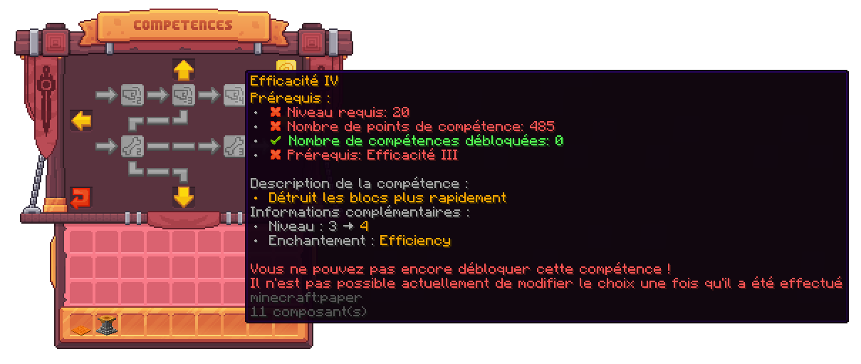 Visuel des prérequis d'une compétence