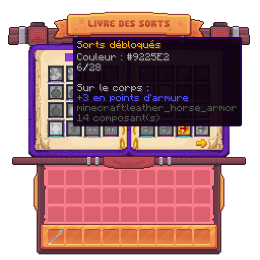 Visuel des sorts débloqués dans le livre des sorts