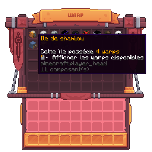 Visuel de l'inventaire des warps actifs